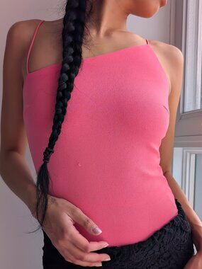 Asymmetrical One-Shoulder Pink Bodysuit